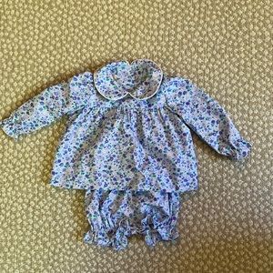 The Beaufort Bonnet Co 6-12 mos floral purple lavender bloomer shirt set